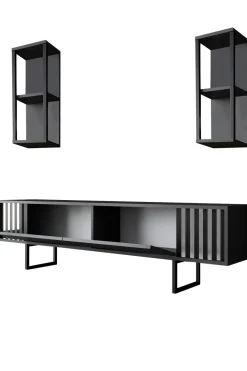 Tv-meubel Chrome Line Antraciet met Wandschappen