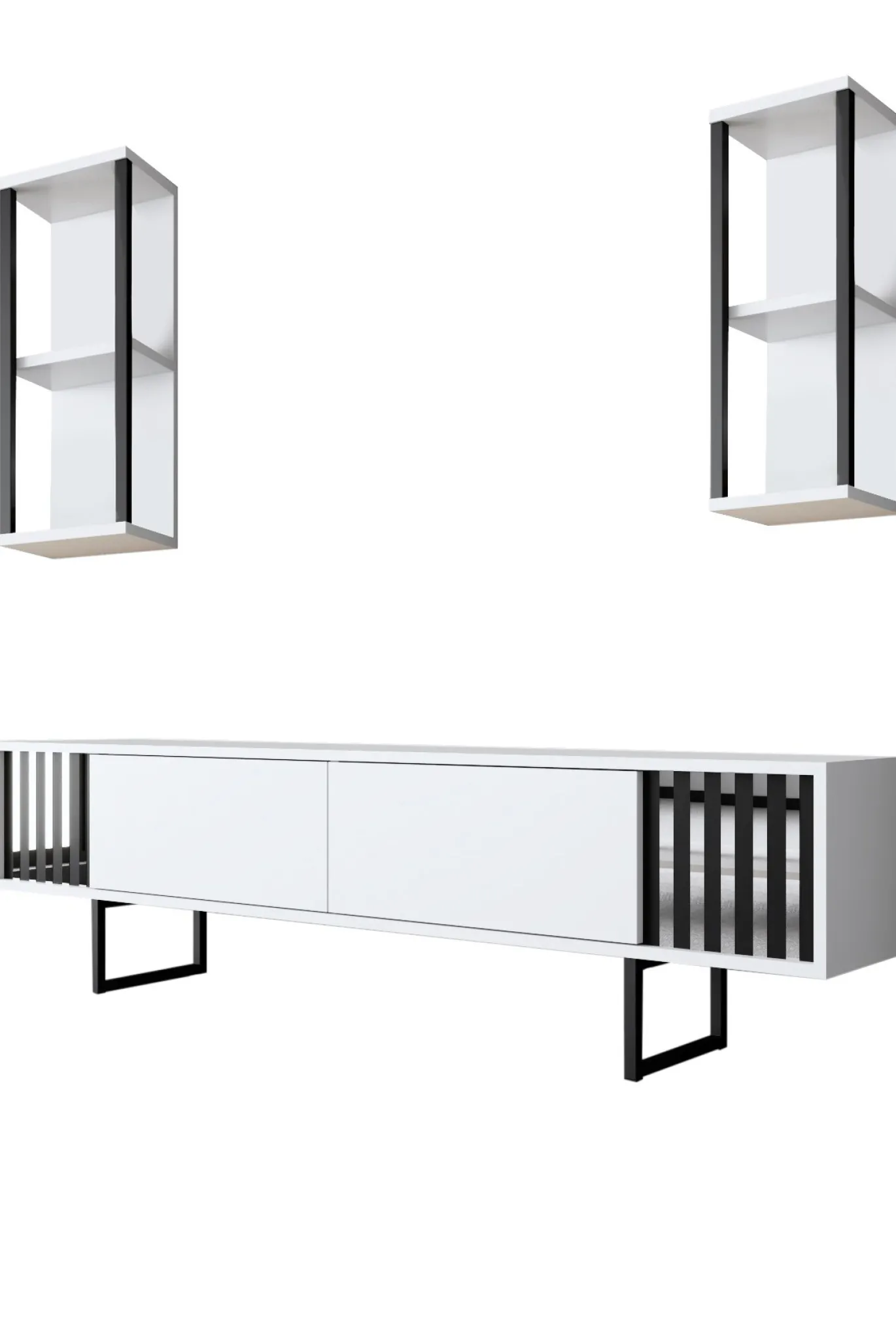 Tv-meubel Chrome Line Wit met Wandschappen