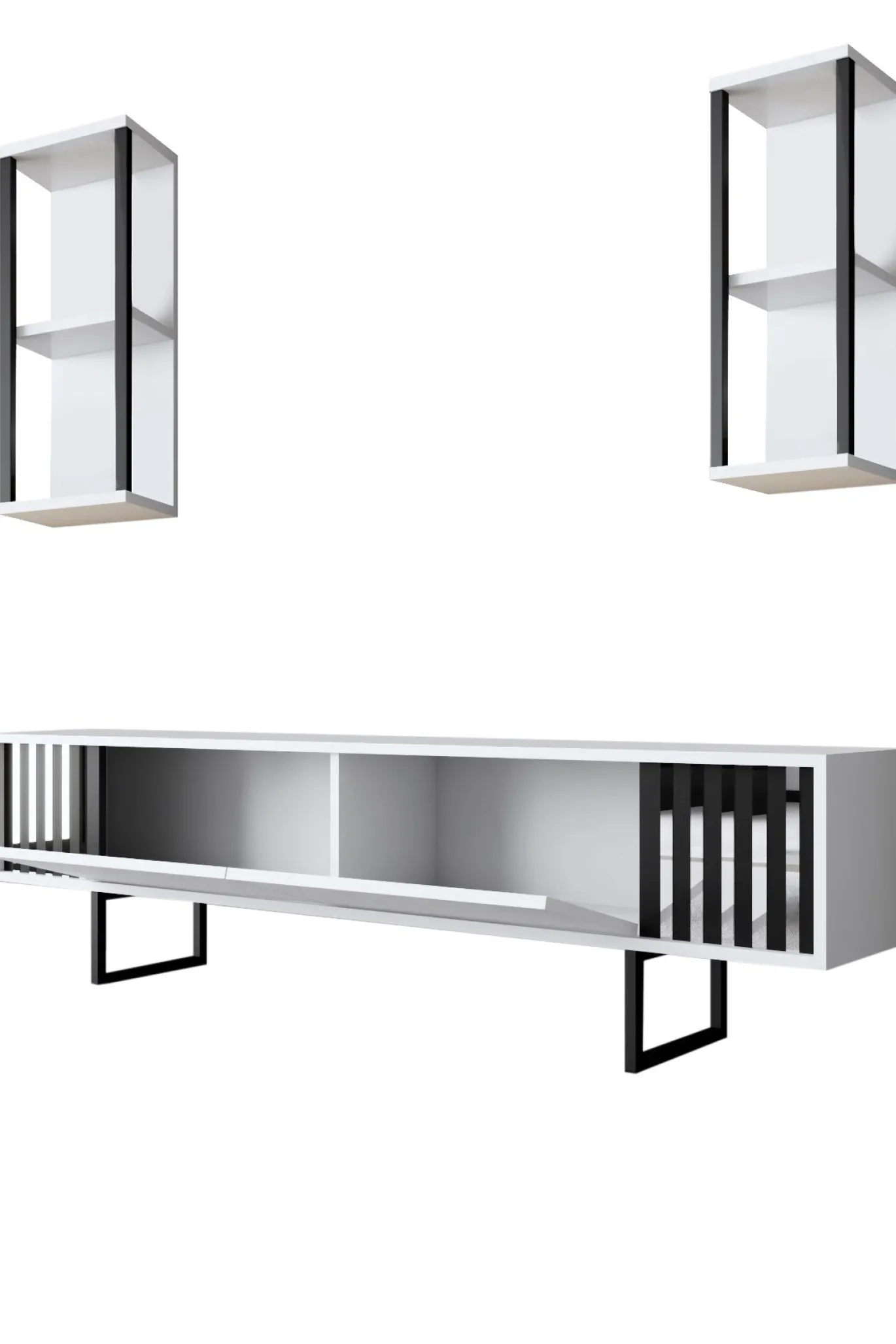 Tv-meubel Chrome Line Wit met Wandschappen