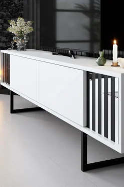 Tv-meubel Chrome Line Wit met Wandschappen