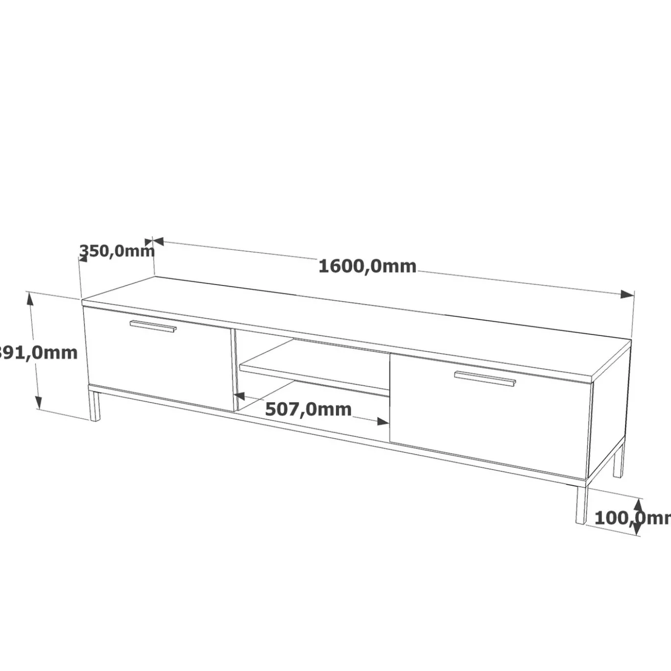 Tv-meubel Ciftlik Melamine Naturel Antraciet 160cm