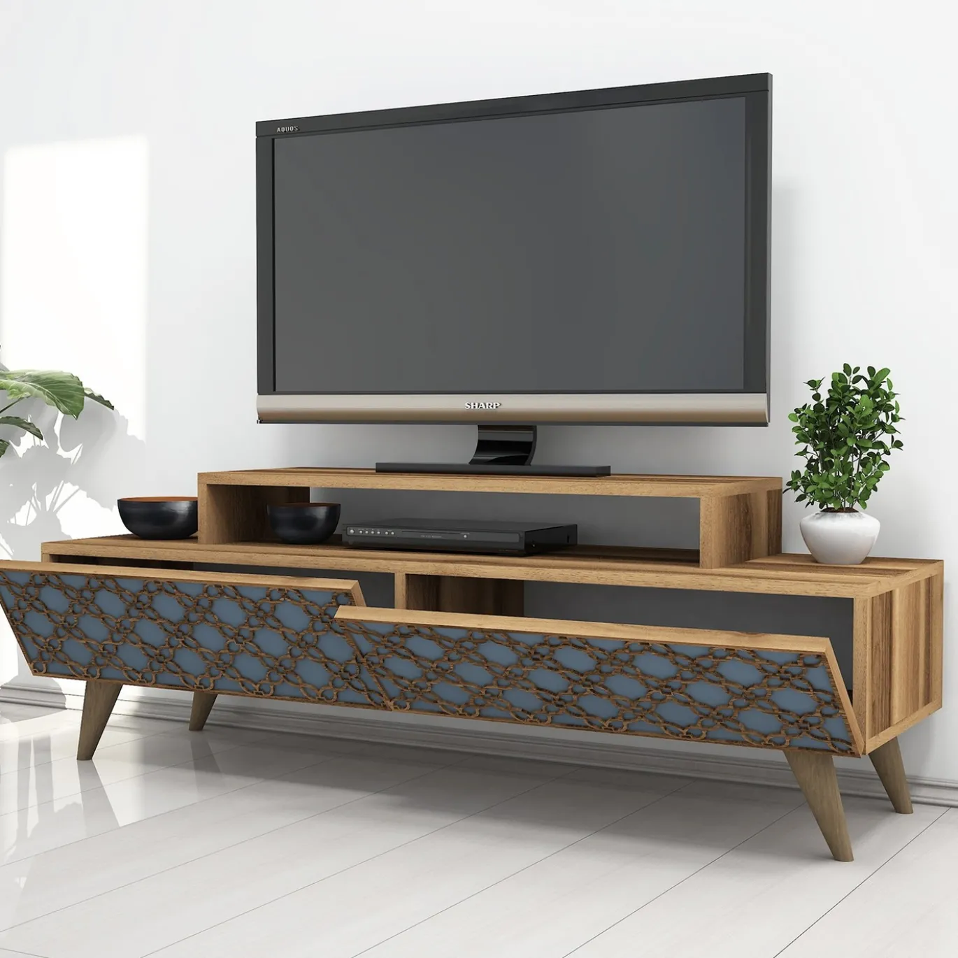 Tv-meubel City Bruin/Blauw 140cm