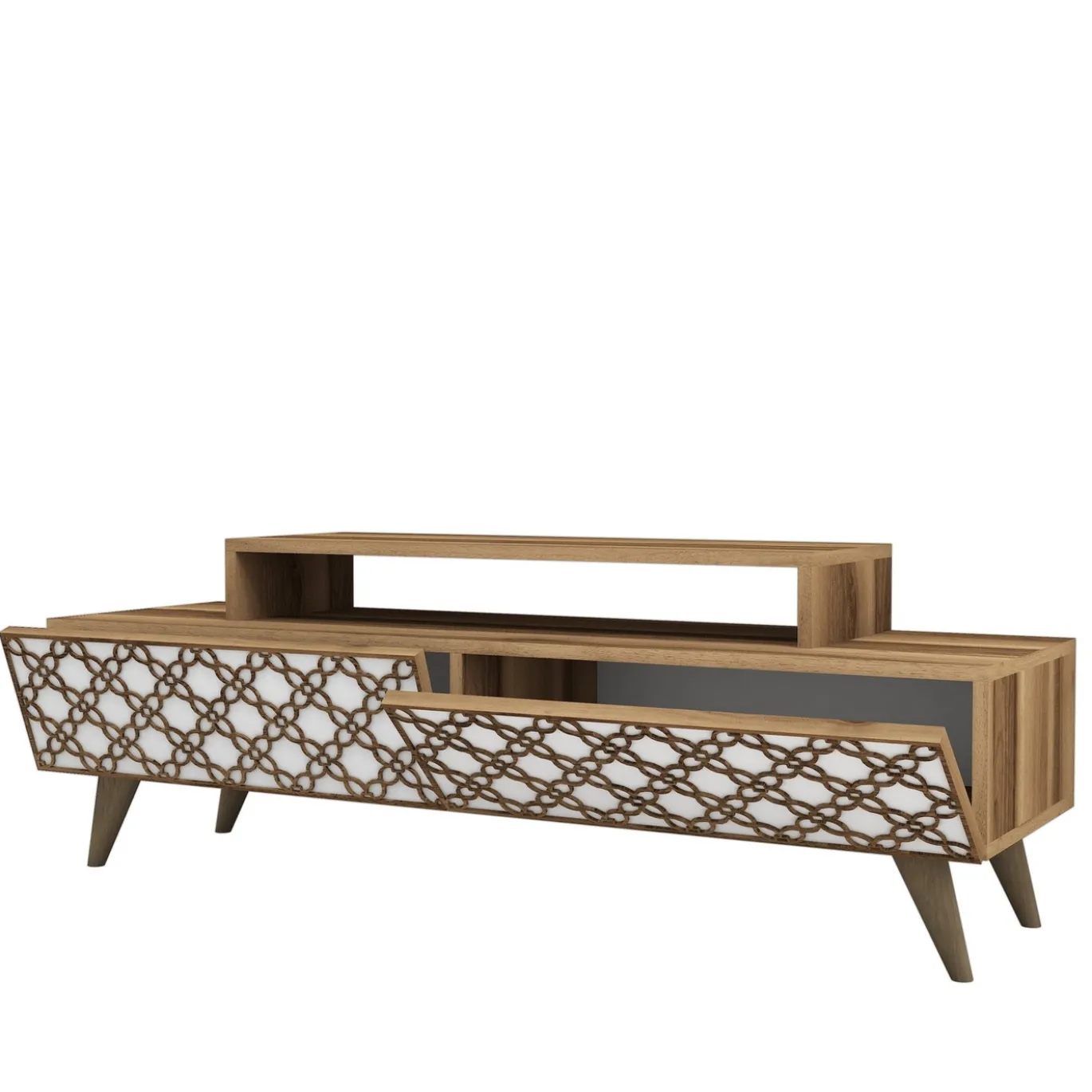 Tv-meubel City Walnoot/Wit 140cm