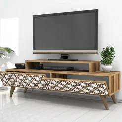 Tv-meubel City Walnoot/Wit 140cm