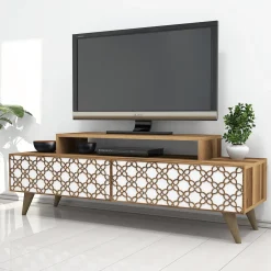 Tv-meubel City Walnoot/Wit 140cm