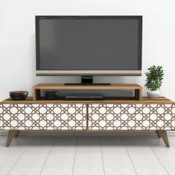 Tv-meubel City Walnoot/Wit 140cm