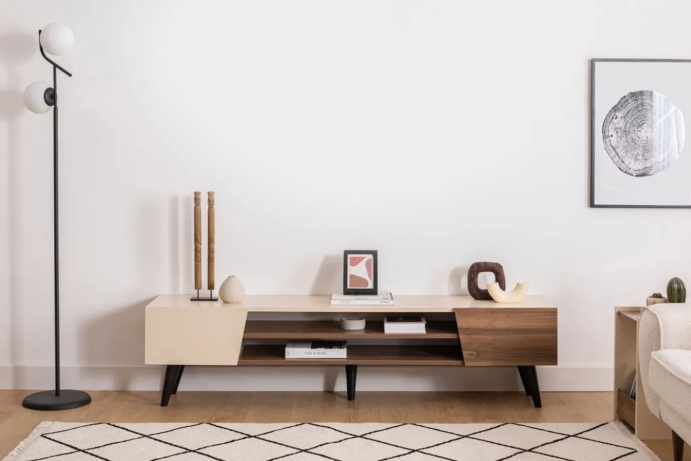Tv-meubel Clark Beige/Walnoot 180cm