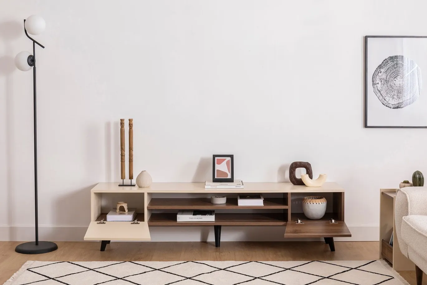 Tv-meubel Clark Beige/Walnoot 180cm