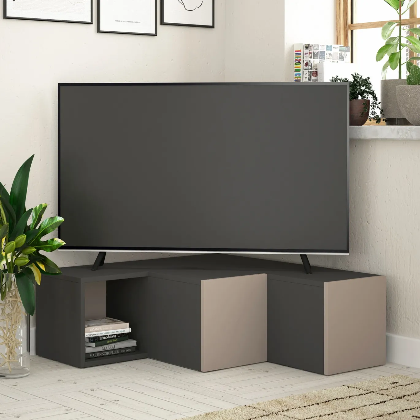 Tv-meubel Compact Antraciet/Beige