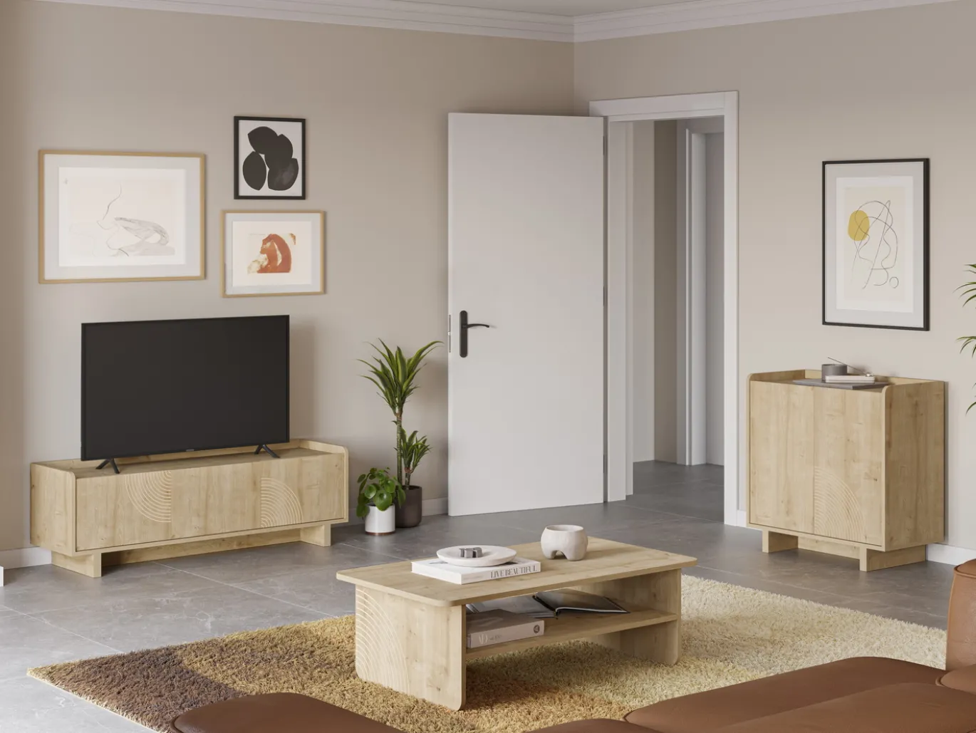 Tv-meubel Daira 4d 180cm Eiken - Giga Meubel