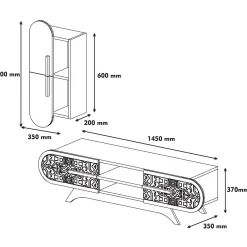 Tv-meubel Defne Walnoot/Geel met Wandschap