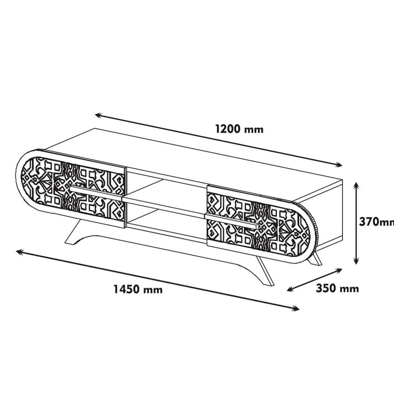 Tv-meubel Defne Walnoot/Wit 145cm