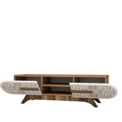 Tv-meubel Defne Walnoot/Wit 145cm