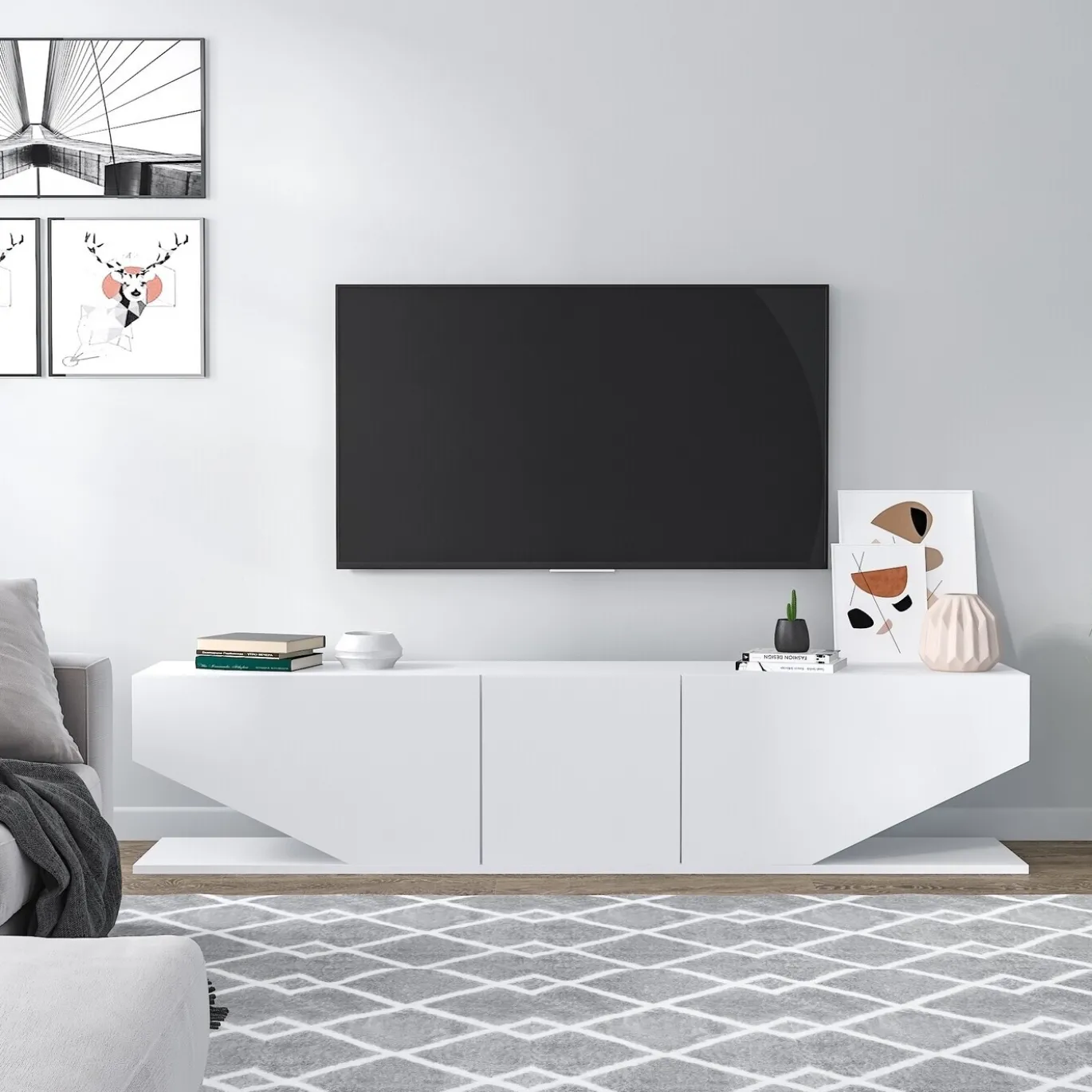 Tv-Meubel Diamond Melamine Wit