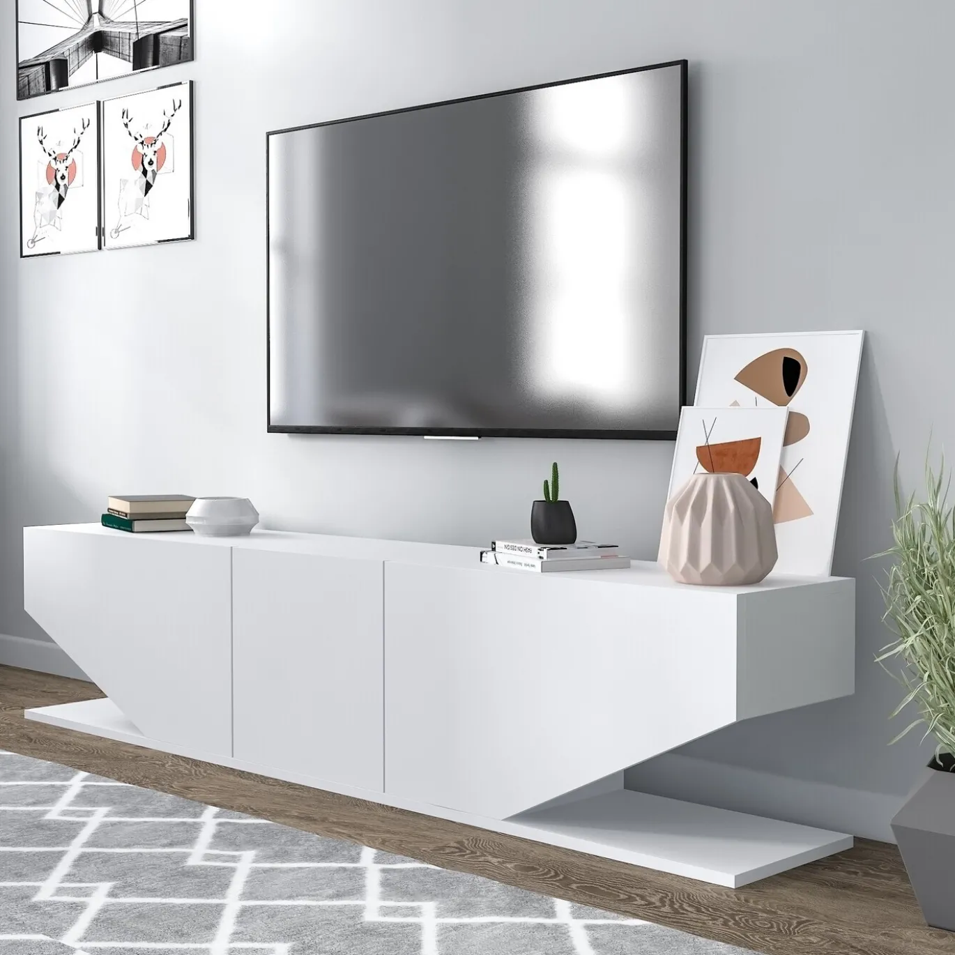 Tv-Meubel Diamond Melamine Wit