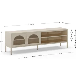 Tv-meubel Diora 2d2v 160cm Crème - Giga Meubel