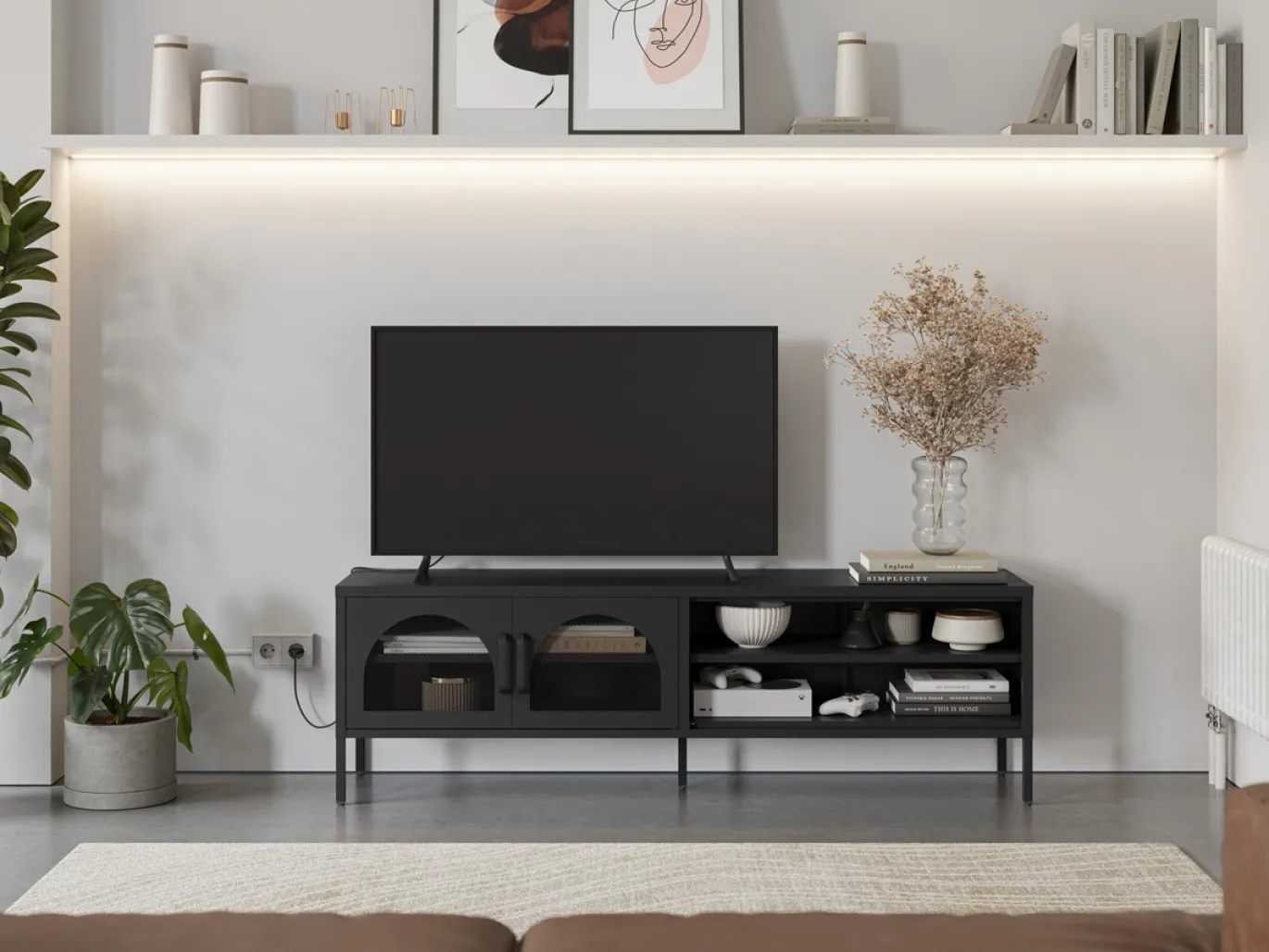 Tv-meubel Diora 2d2v 160cm Zwart - Giga Meubel