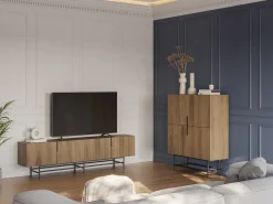 Tv-meubel Eldia 4d 200cm Eiken-ud met Metaal - Giga Meubel