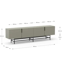 Tv-meubel Eldia 4d 200cm Groen met Metaal - Giga Meubel