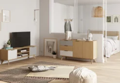 Tv-meubel Elfa 2d2v Eiken/grijs/wit - Giga Meubel