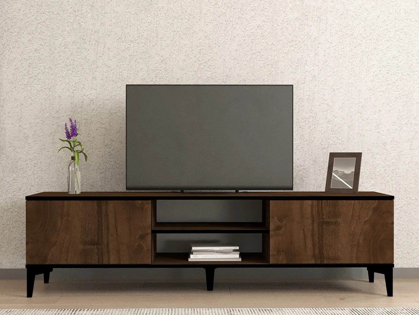 Tv-meubel Erem Walnoot/Zwart 180cm