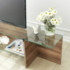 Tv-meubel Escape Walnoot/Glas 158cm
