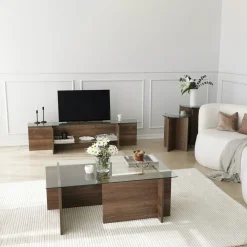 Tv-meubel Escape Walnoot/Glas 158cm