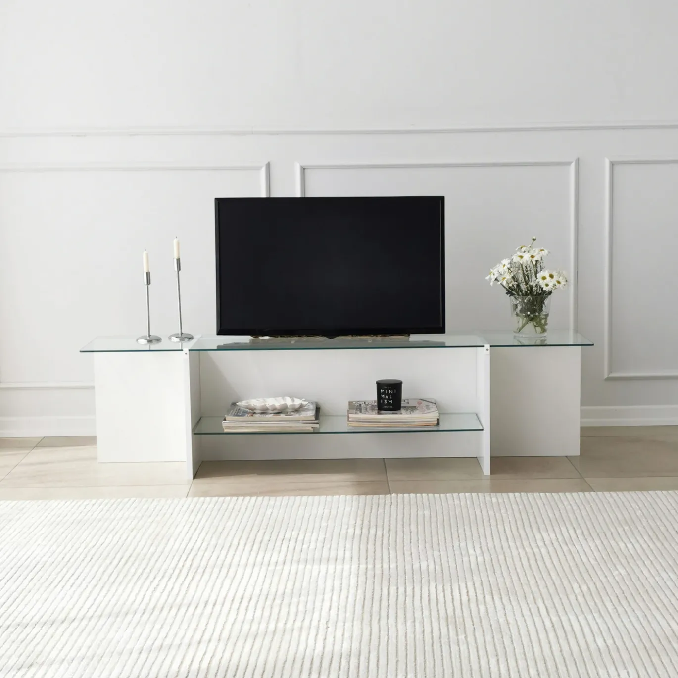 Tv-meubel Escape Wit/Glas 158cm