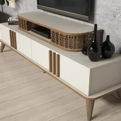 Tv-meubel Eylul Crème met Wandplank