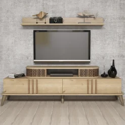 Tv-meubel Eylul Naturel met Wandplank