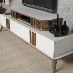 Tv-meubel Eylul Wit met Wandplank