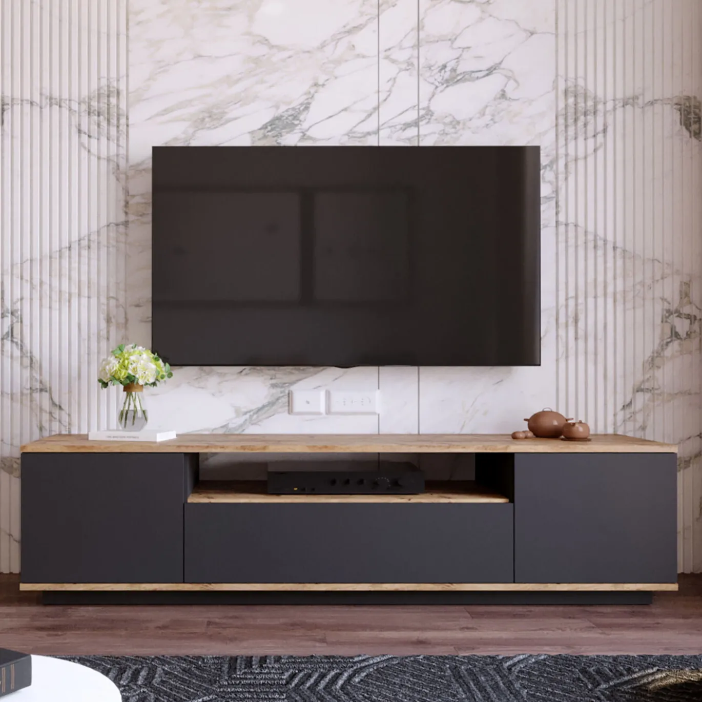 Tv-Meubel Faroe Melamine Antraciet