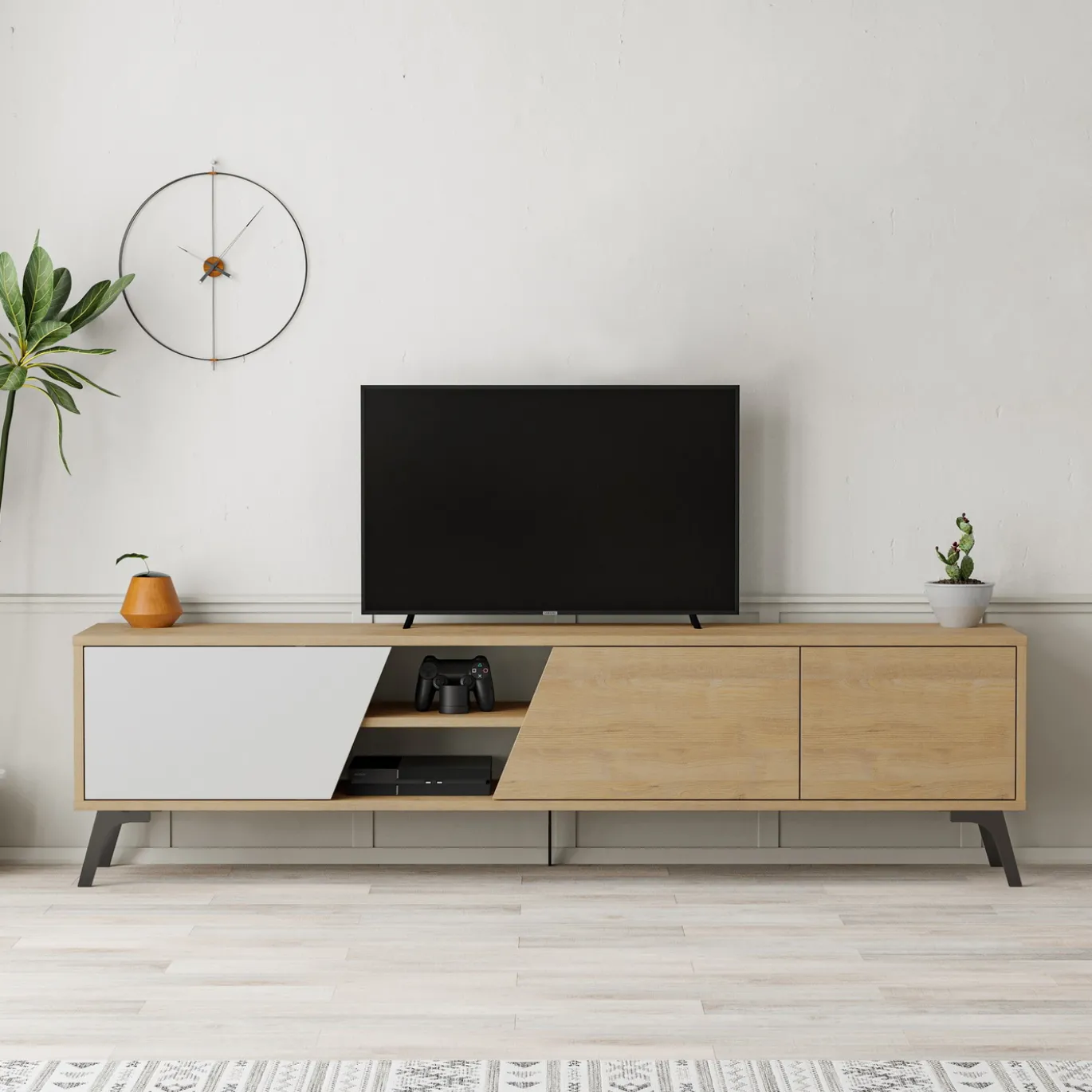 Tv-meubel Fiona Naturel/Wit 180cm