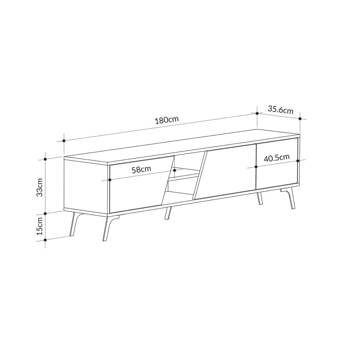 Tv-meubel Fiona Naturel/Wit 180cm