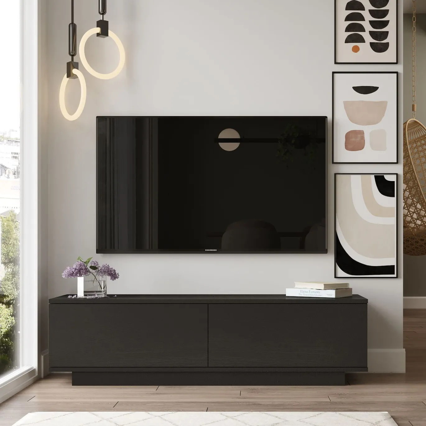 Tv-meubel Firdous Zwart 140cm