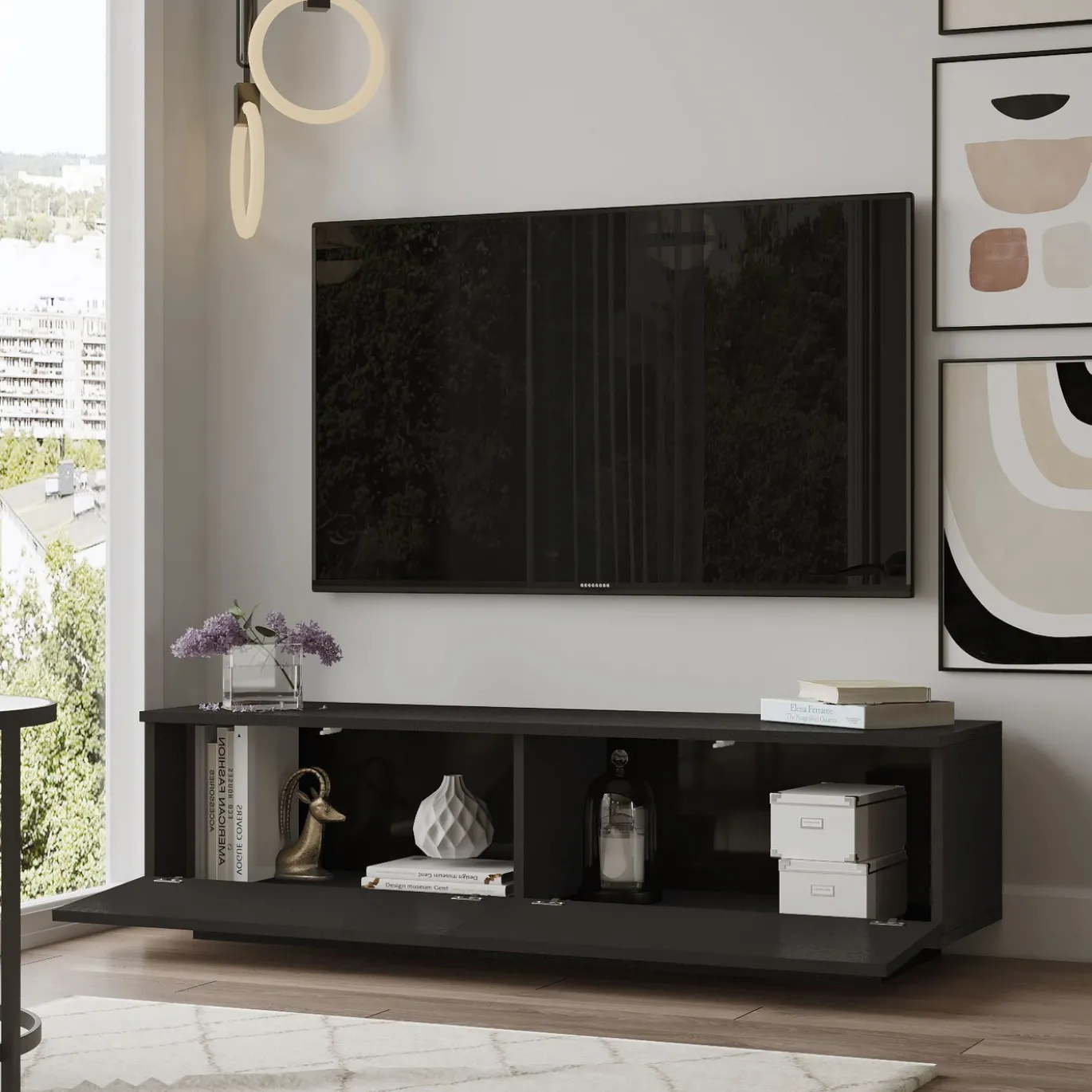 Tv-meubel Firdous Zwart 140cm