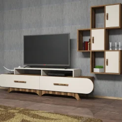 Tv-meubel Flora Crème met Wandschap