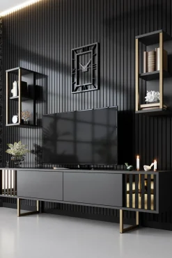 Tv-meubel Gold Line Antraciet
