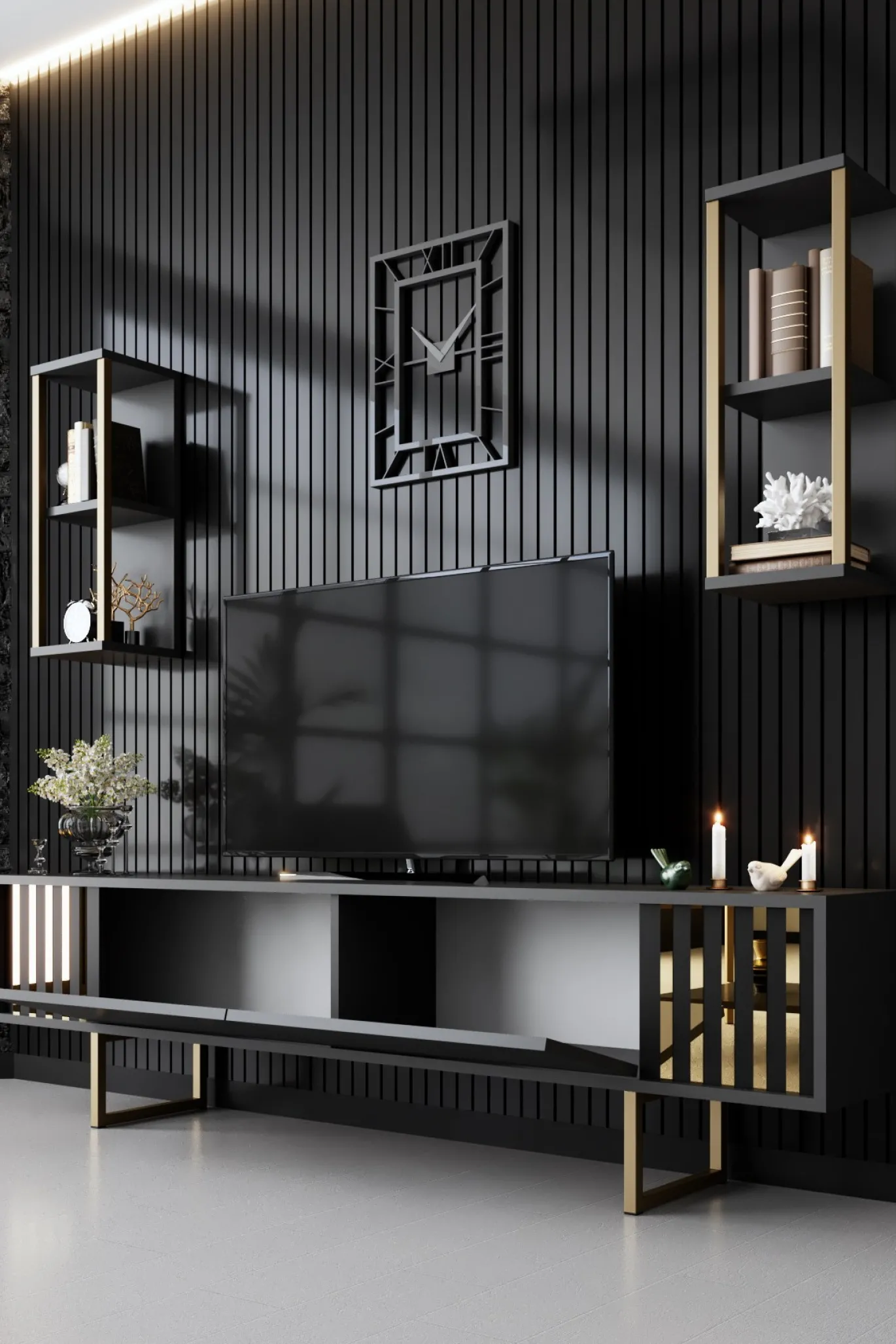 Tv-meubel Gold Line Antraciet