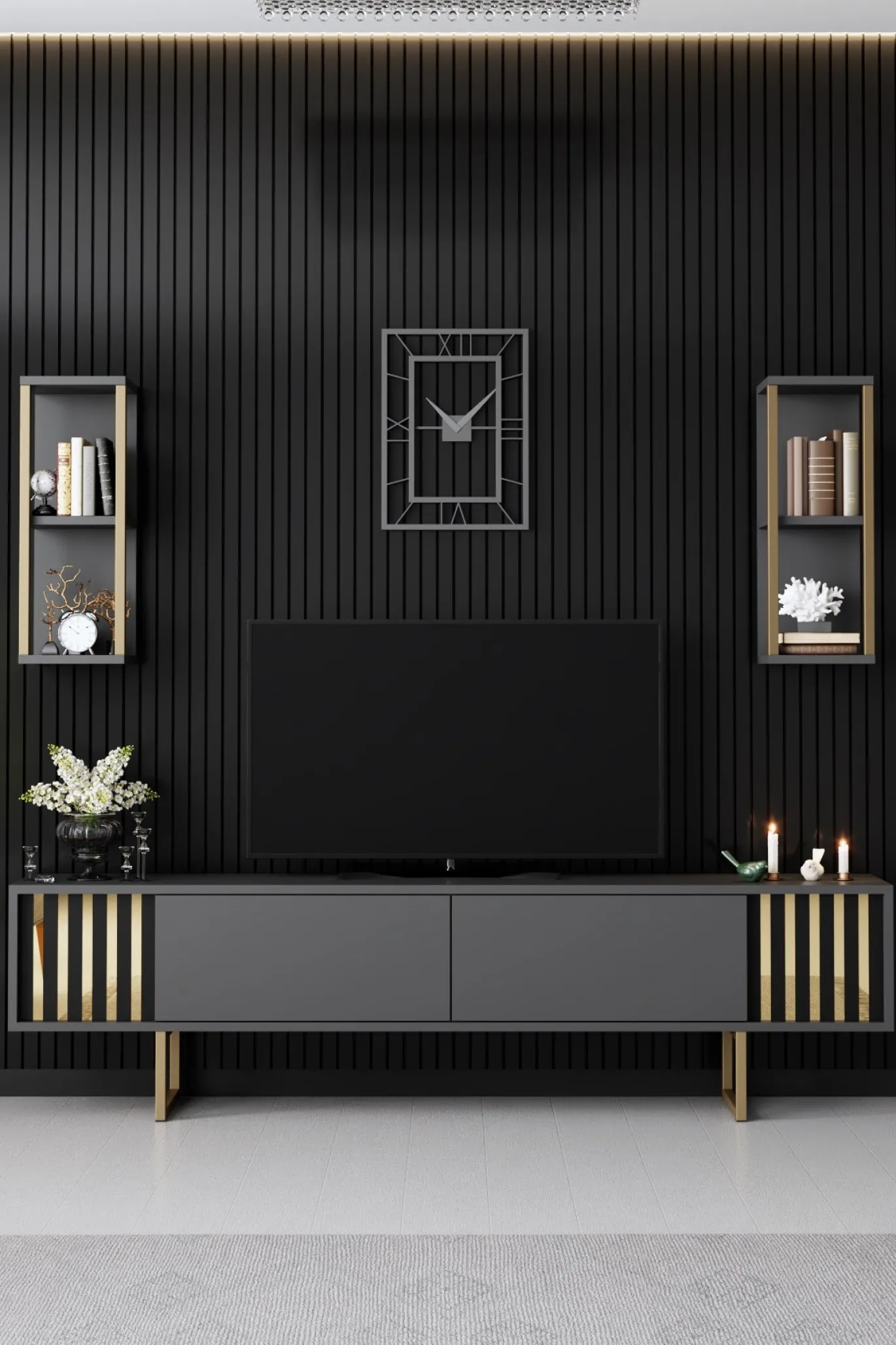 Tv-meubel Gold Line Antraciet