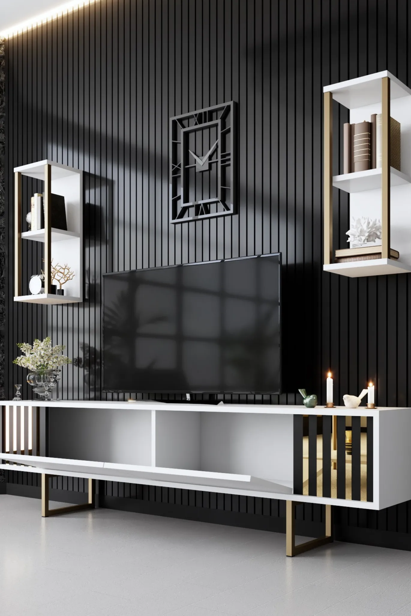 Tv-meubel Gold Line Wit