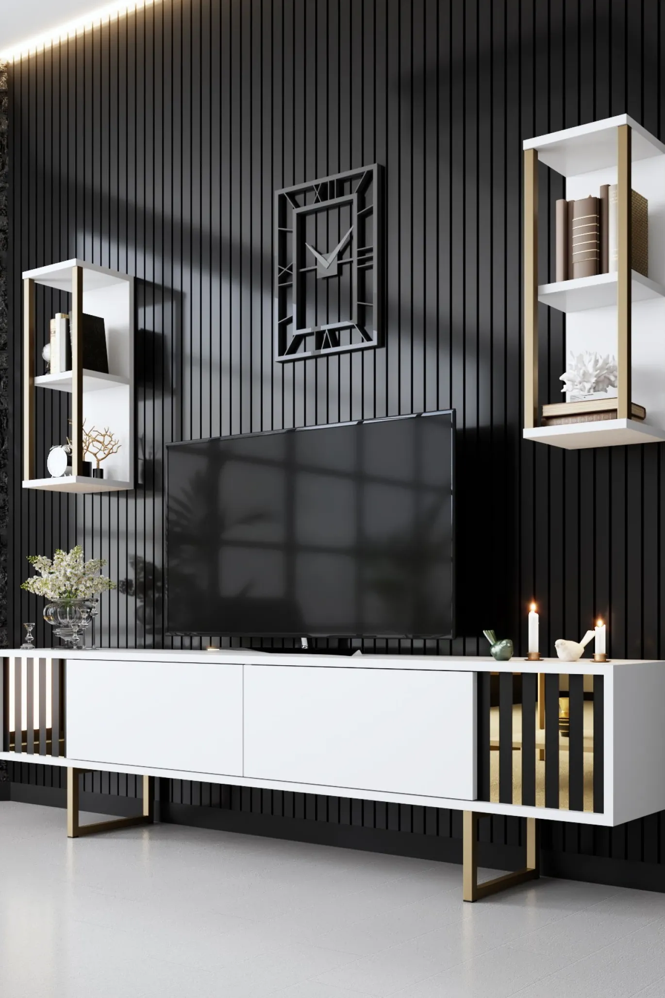 Tv-meubel Gold Line Wit