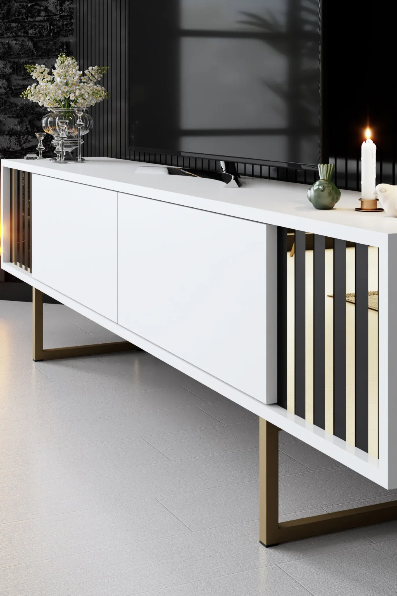 Tv-meubel Gold Line Wit