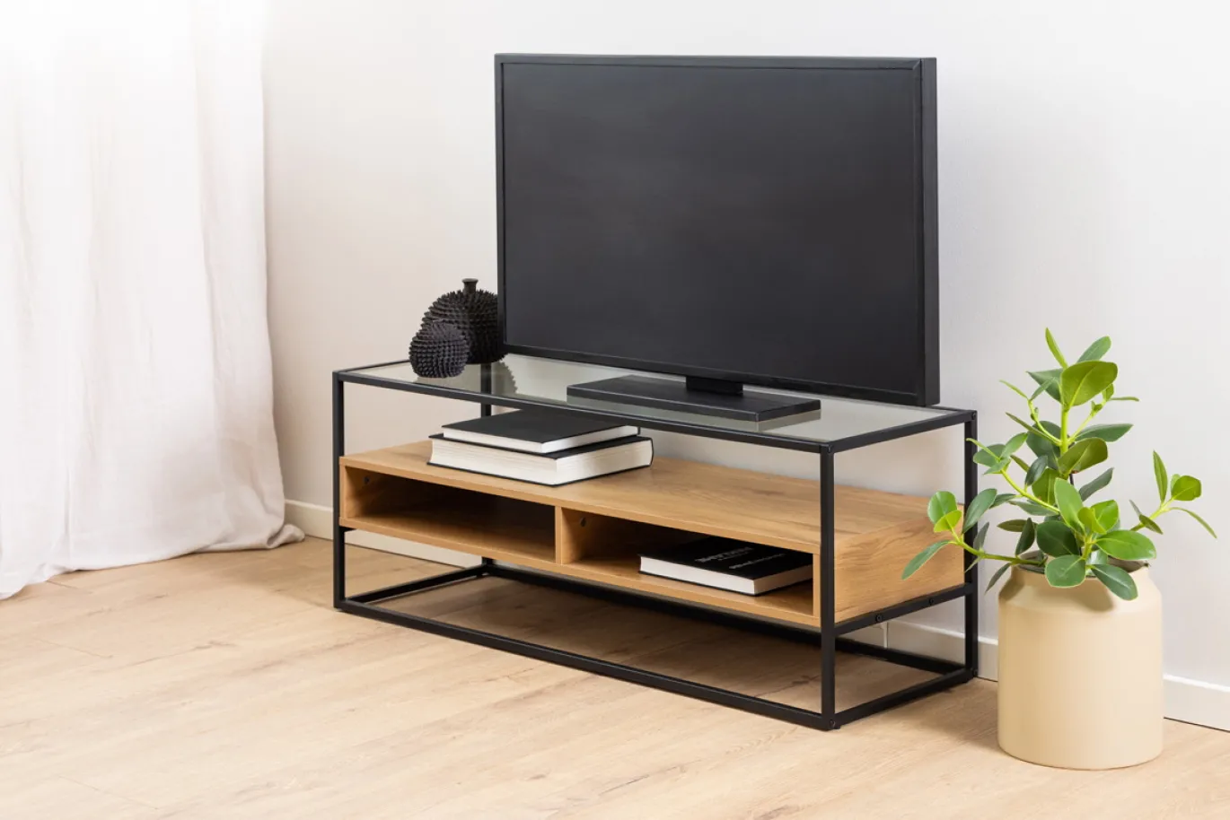 Tv-meubel Hibernia Glas Naturel 120cm - Giga Living