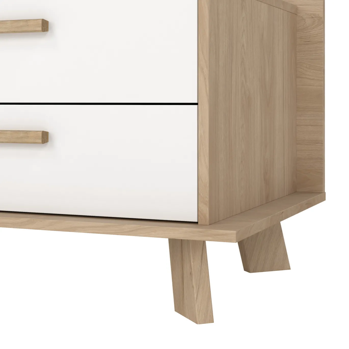 Tv-meubel Ikast met 2 deuren + 1 lade Hickory/Wit - Giga Living