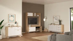 Tv-meubel Ikast Wit Jackson Hickory 2-schuifdeuren - Giga Living