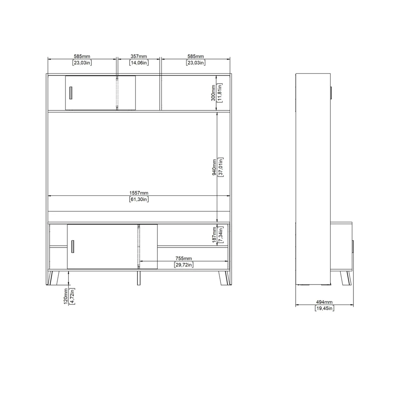 Tv-meubel Ikast Wit Jackson Hickory 2-schuifdeuren - Giga Living