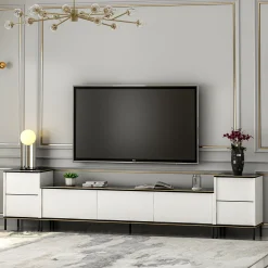 Tv-meubel Imaj Large Wit/Zwart Marmerlook