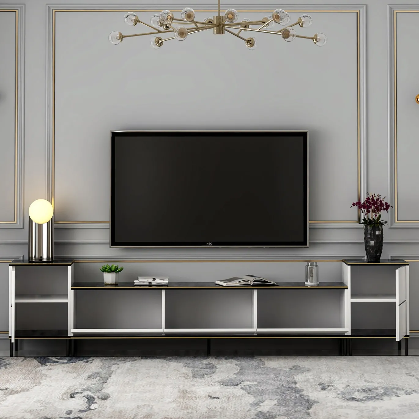 Tv-meubel Imaj Large Wit/Zwart Marmerlook