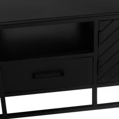 Tv-meubel Isa Zwart Visgraat 210cm Mangohout- Giga Meubel